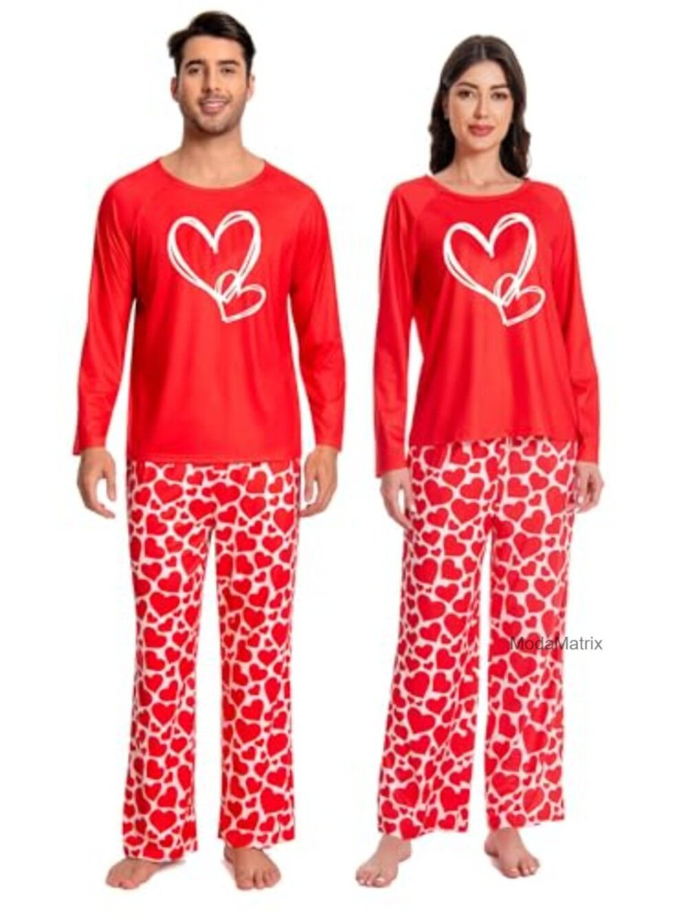 Couple Matching Pajama Set Long Sleeve Sleepwear with Pockets